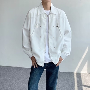 衬衫方领青春流行气质新款男长袖日系潮原宿文艺夏季纯色标准潮流图片