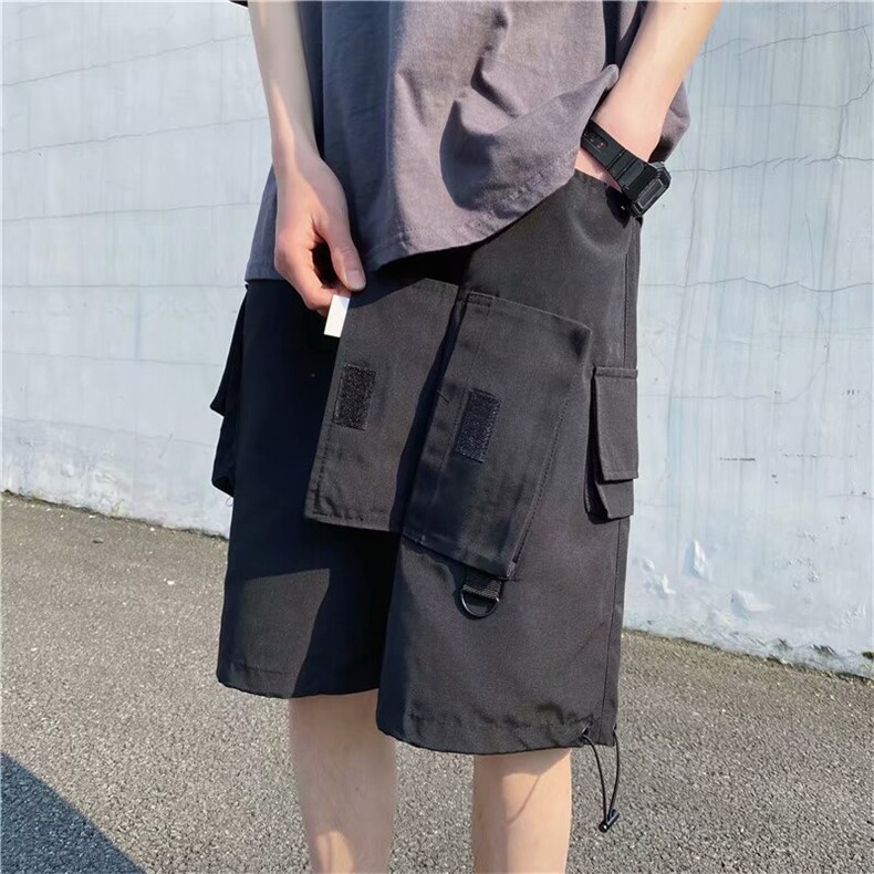 夏季工装短裤男潮牌机能休闲宽松战术口袋抽绳五分裤,男装休闲裤,星座601-1