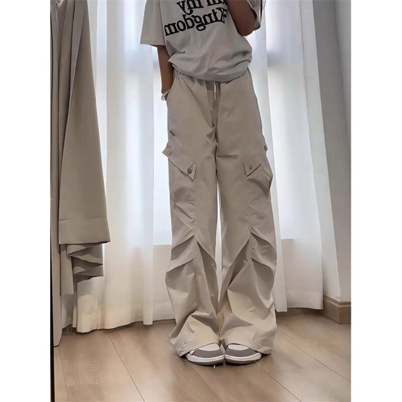 W10100-P45 网图现货 美式工装裤新款高腰直筒阔腿速干运动裤图片