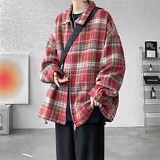 JK8881-P70控108专业得物二开秋季磨毛格子呢料夹克外套，男装夹克，电商A058-1（原电商C417）
