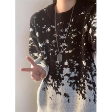 圣诞红雪花渐变毛衣男冬季提花针织衫情侣氛围感毛线衣MY31，男装针织衫/毛衣，星座1116A（原606A-3）