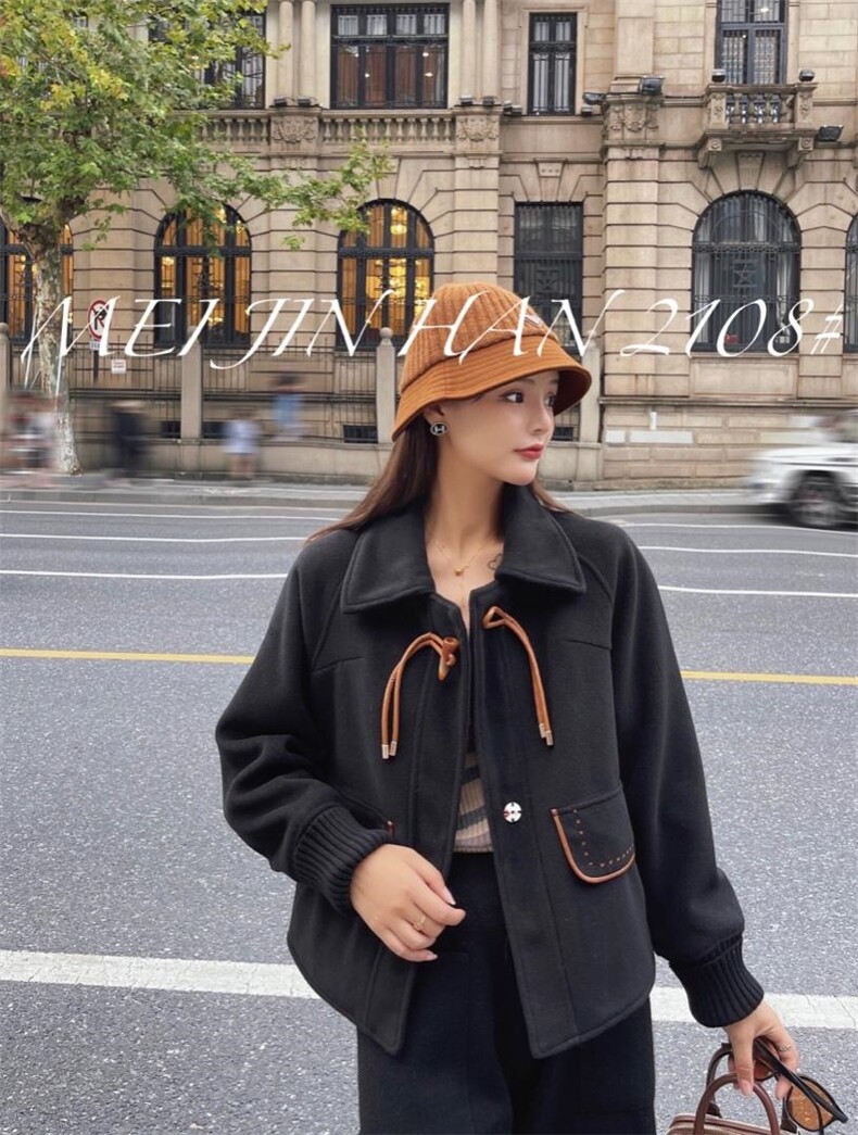 美巾涵5121牛角扣呢料短款外套，其它，美巾涵