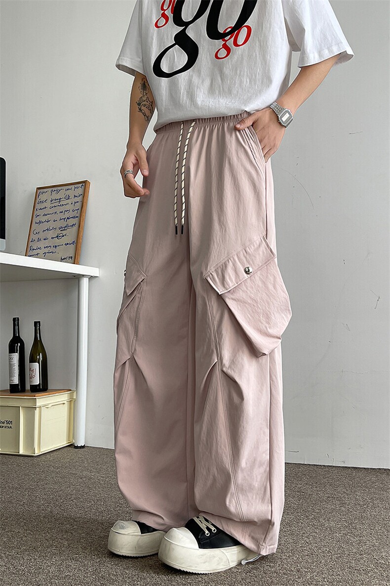 D206-18XL-M冰丝复古阔腿工装裤男宽松大口袋美式拖地裤男K9145,男装工装外套,电商D206-1