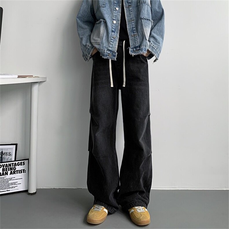 主推！【S-4XL】现货！美式褶皱设计直筒裤子男A080-8203-P65控88图片