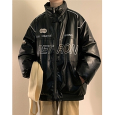 新款美式PU皮棉衣冬季加厚棉服潮牌机车外套ins男D233P128，男装棉衣，电商A335-1（原A458）