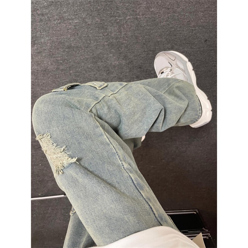 【有货】美式复古牛仔裤男宽松直筒阔腿裤子NZK906PP-特P55,男装牛仔裤,星座1007（原301D）