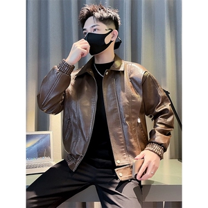 高端皮衣外套男士新款高级感痞帅机车服夹克男款秋冬PU9127图片