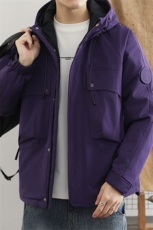 冬季御寒服男士新款冲锋衣棉服保暖潮流口袋棉衣防风连帽外套，男装夹克，星座914