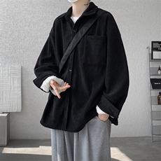 8XL-M加绒灯芯绒衬衫大码复古秋冬翻领上衣外套CS9001/P58加绒68，男装衬衫，电商B238