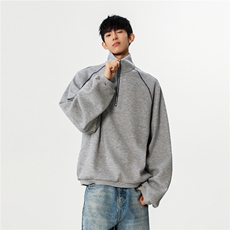 25秋装高级感复古半拉高领拉链卫衣男宽松运动外套H1057特P55，女装短外套，电商A341