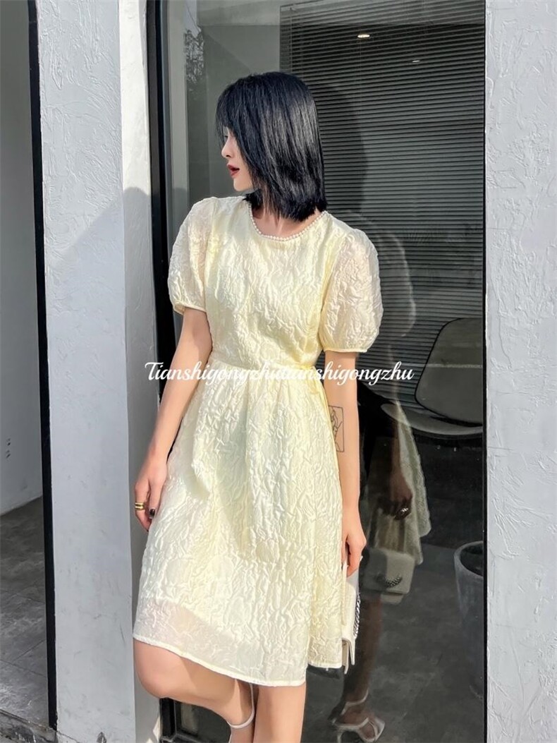 提花重工艺设计连衣裙，女装连衣裙，天使公主