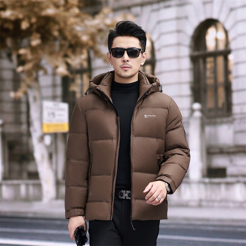冬季2024羽绒服潮男青年白鸭绒加厚短款连帽面包服时尚男士外套,男装羽绒服,钱塘6003（原4033）