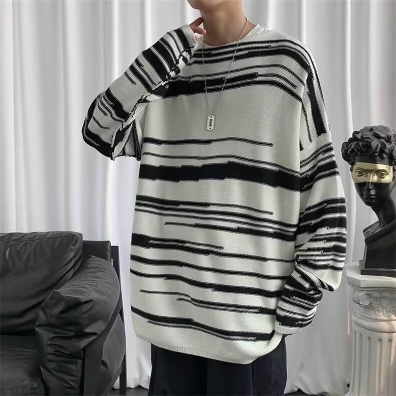 美式街头设计感圆领毛衣男慵懒风休闲针织衫AM40P35,男装针织衫/毛衣,星座1116-2