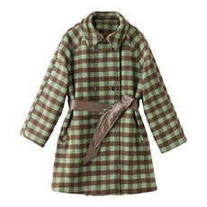 现货主推新款简约时尚休闲气质加厚保暖拼接双面顺毛呢大衣送腰带，女装双面呢大衣，韩美纤衣