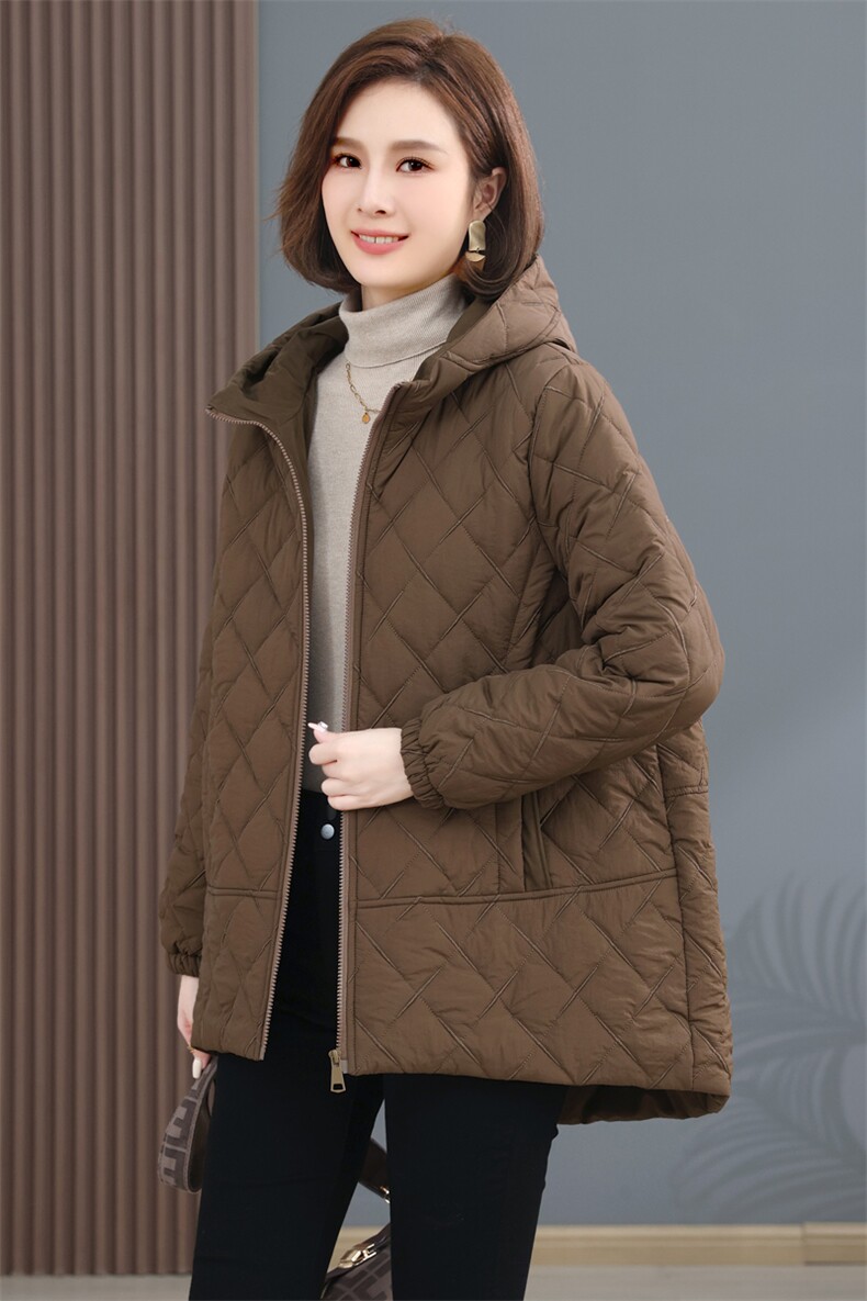时尚百搭女士棉衣外套保暖显瘦中长款连帽棉服冬季必备单品,女装棉衣/棉服,韩派
