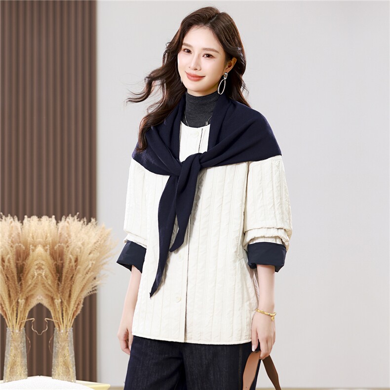 2025秋冬新款棉衣外套【配披肩】直筒型，女装短外套，小林双子