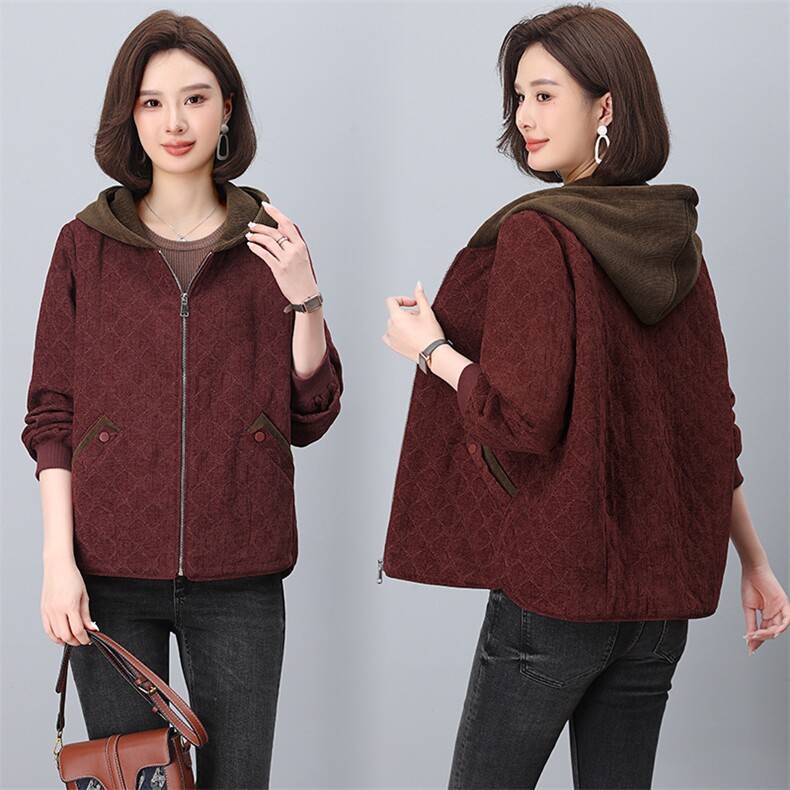 棉服女冬季保暖加厚棉衣妈妈小个子短款夹棉外套宽松大码休闲棉袄，女装短外套，鑫鑫格