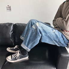 复古直筒破洞牛仔裤男B342-K682-P50控68，男装牛仔裤，电商B342