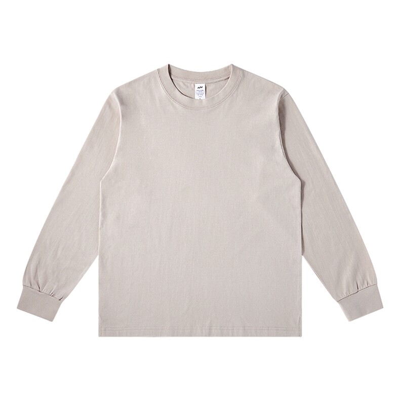230g男女秋冬精梳棉宽松长袖纯棉T恤螺纹袖口开衩衫打底衫，男装T恤，电商A110