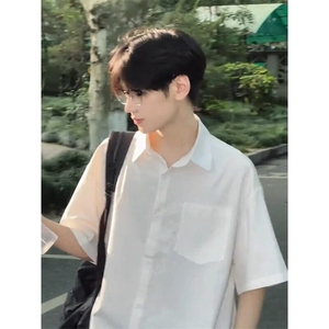 白色短袖衬衫男夏季冰感日系cityboy衬衣半袖少年感穿搭 CS520图片