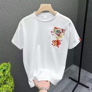 夏季重磅纯棉刺绣短袖T恤衫男生青年高品质时尚休闲T恤上衣图片