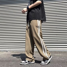 夏季条纹休闲卫裤男直筒宽松垂坠感阔腿男生运动潮牌裤K0929-P35，男装休闲裤，星座308B-1