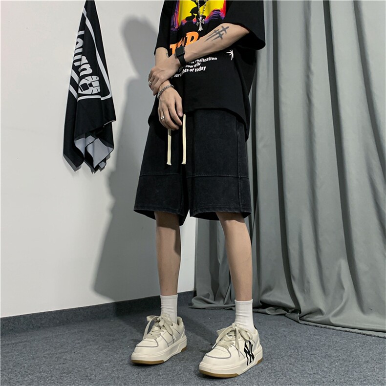美式复古短裤男夏新款潮流街头宽松休闲水洗直筒五分裤DK093-P36,男装牛仔裤,星座308B-2