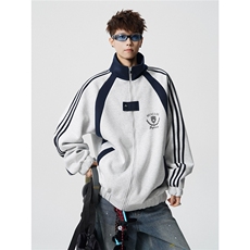WY10190-特P60420g重磅-高品质-条纹设计感大码保暖卫衣外套男，男装棉衣，电商A059