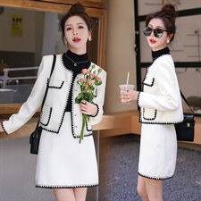 2022小香风法式特种绣边套装女小众设计感裙两件套裙显瘦，女装套装/套裙，韩蜜菓