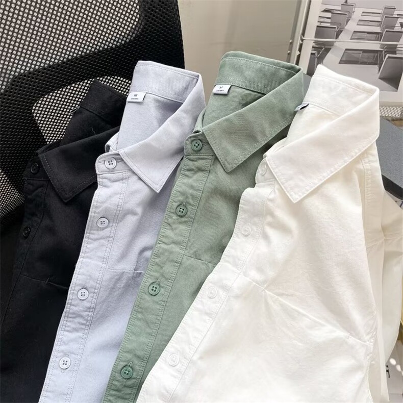 日系长袖春夏季新款衬衫潮流慵懒男方领衬衫YCS101P32图片