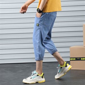 夏季薄款七分裤短裤牛仔裤男修身7分中裤马裤男韩版休闲YD01图片