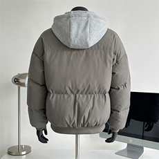 现货高品质重磅工艺美式高街假两件PU皮棉衣男女加厚棉服外套，男装棉衣，电商A486-1