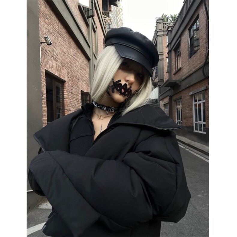 （现货）设计感披风机车潮棉服男女短款，男装棉衣，星座807