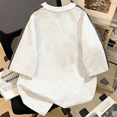 得物300克重磅双纱纯棉宽松撞色打底衫短袖圆领T恤男RH5019-特P35，男装T恤，星座610B-1