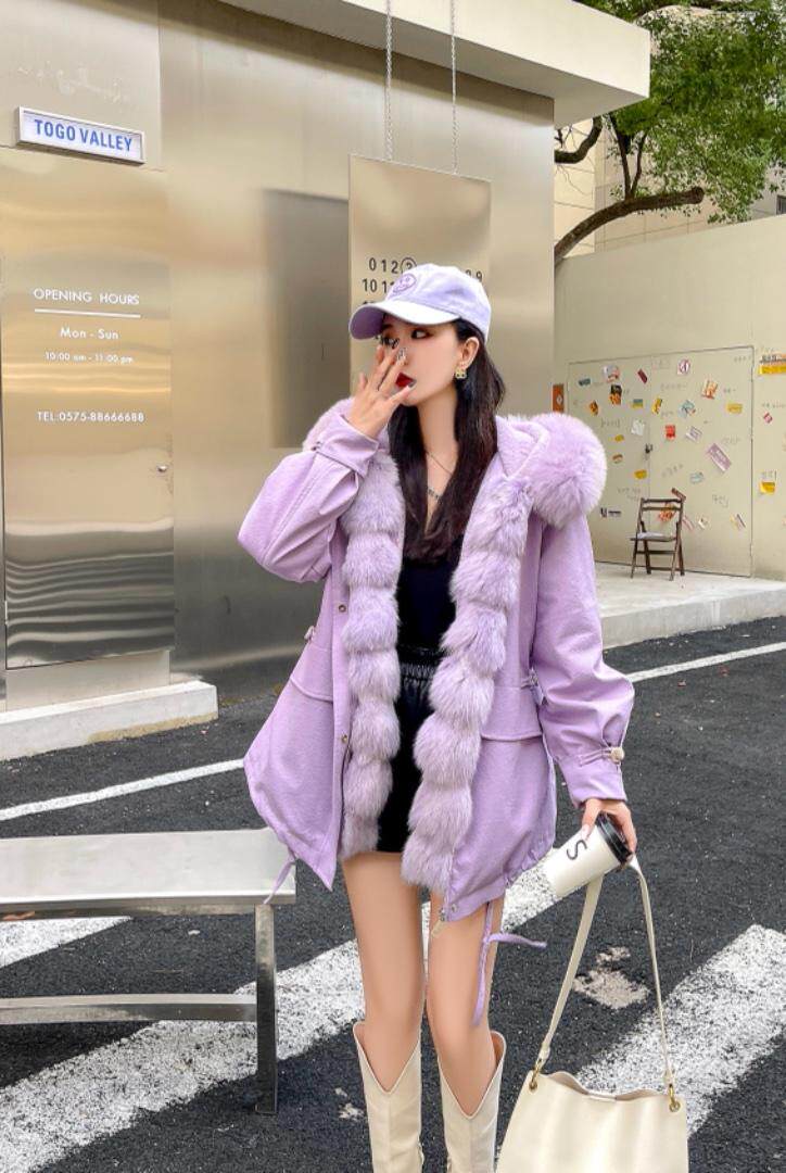 狐狸毛派克服，其它，贻思茗