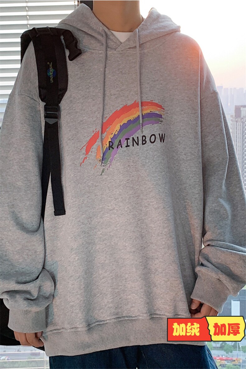 WY2064-P40加绒-P45纯棉连帽卫衣男大码运动帽衫宽松薄外套男,男装卫衣,电商A040