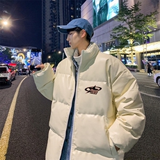 新款立领pu皮印花棉衣男秋冬季加厚面包服外套保暖棉服MY621-P115，男装棉衣，星座505-3