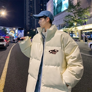 新款立领pu皮印花棉衣男秋冬季加厚面包服外套保暖棉服MY621-P115图片