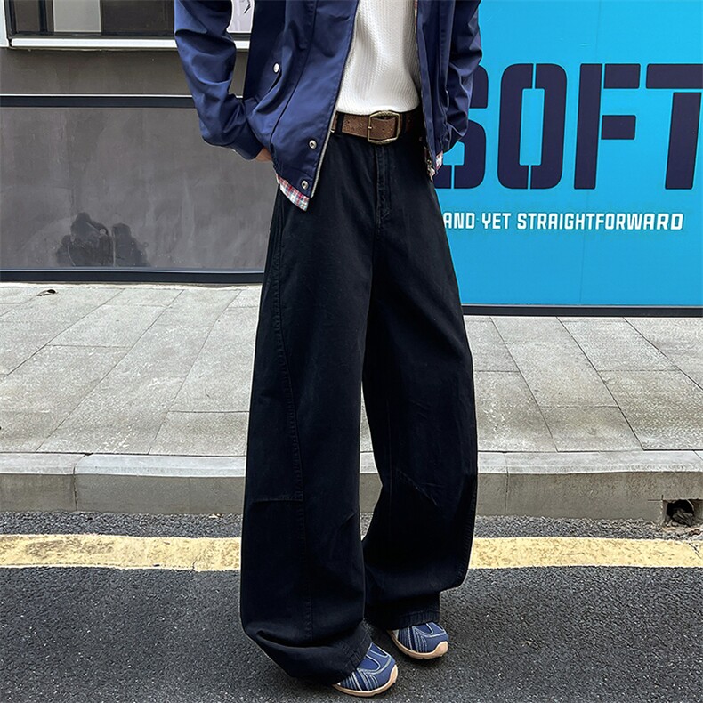 8XL-M 工装裤男秋季日系男直筒宽松阔腿休闲弯刀裤子男K9177P65图片