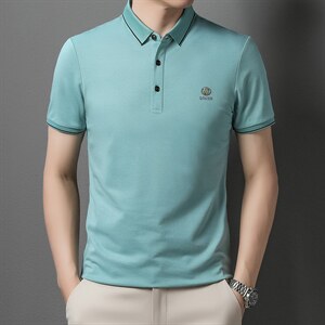 夏季新款男士翻领短袖t恤中年有领男装上衣服休闲POLO衫,劳力士衣服搭配图片