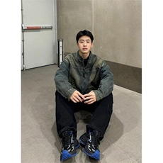 高级感水洗牛仔外套男美式复古街头宽松百搭工装夹克LAJK055-P68，男装夹克，星座1008