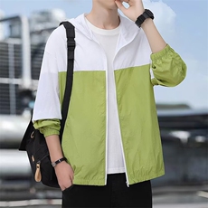 新品夏薄款外套男防风衣连帽夹克宽松大码运动休闲跑步防晒衣情侣，男装防晒衣，星座1210-1