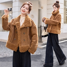 2025年冬季新款时尚休闲羊糕毛皮毛一体加厚外套，女装棉衣/棉服，盈茜