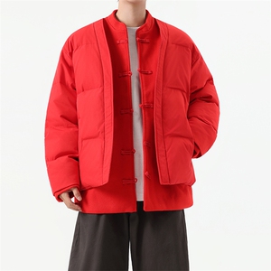 中式唐装男款冬季加厚风汉服青红色立领休闲外套A33-P158