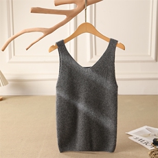 秋冬季简约休闲百搭时尚12针抽条吊带，女装背心吊带，云暖羊山羊绒