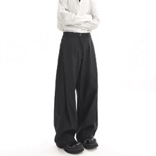 春秋美式高街休闲裤男女垂感阔腿西裤长裤纯色西装裤宽松直筒裤子，男装西服套装，电商A443