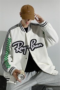 秋季潮牌棒球服男女潮流港风学院风华夫格夹克外套模J203-P75图片
