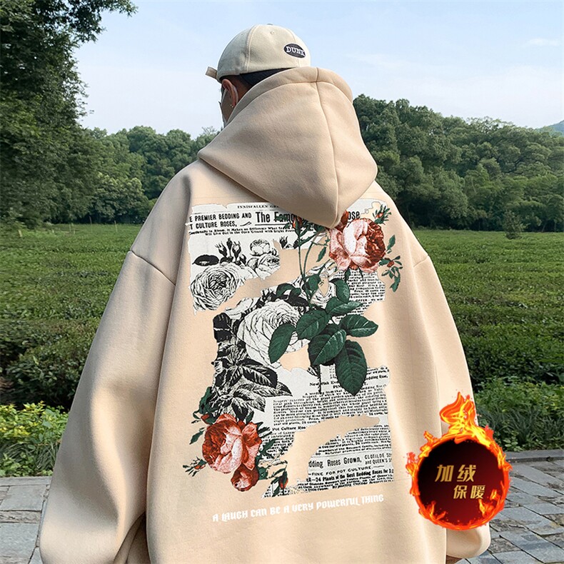 直播品质500克重磅秋冬美式加绒加厚卫衣外套H1379常规P35加绒P40,男装卫衣,电商A486