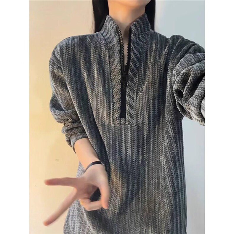 鱼骨纹半拉链立领卫衣男秋冬长袖针织内搭打底衫WB623-P47,男装T恤,星座412-3