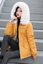 棉衣女中长款派克服2020冬装新款女装大毛领连帽棉袄棉袄外套潮派克服，女装派克服，依恋蒂丝